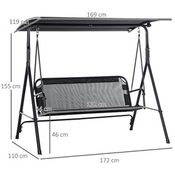 Scaun balansoar cu tent Outsunny 84A-181BK (Black) Thumb