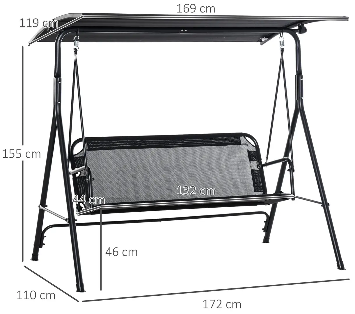 Scaun balansoar cu tent Outsunny 84A-181BK (Black)