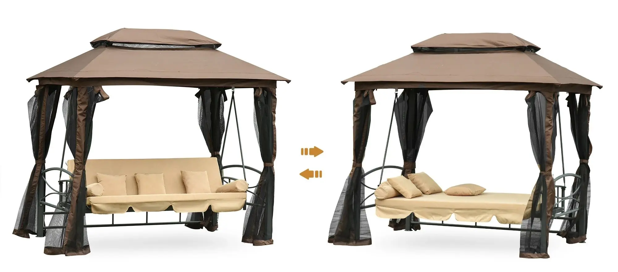 Скамья-качели с тентом Outsunny 84A-182 (Beige/Dark Brown) - 6