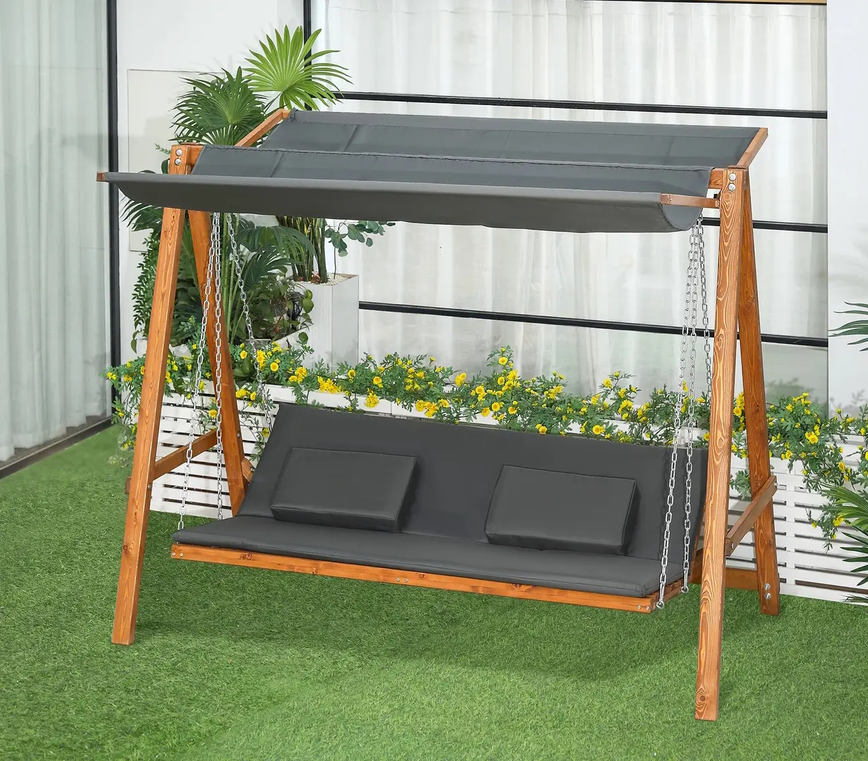Scaun balansoar cu tent Outsunny 84A-239 (Grey) - 2