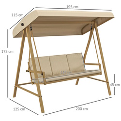 Scaun balansoar cu tent Outsunny 84A-307V00BG (Beige) Thumb