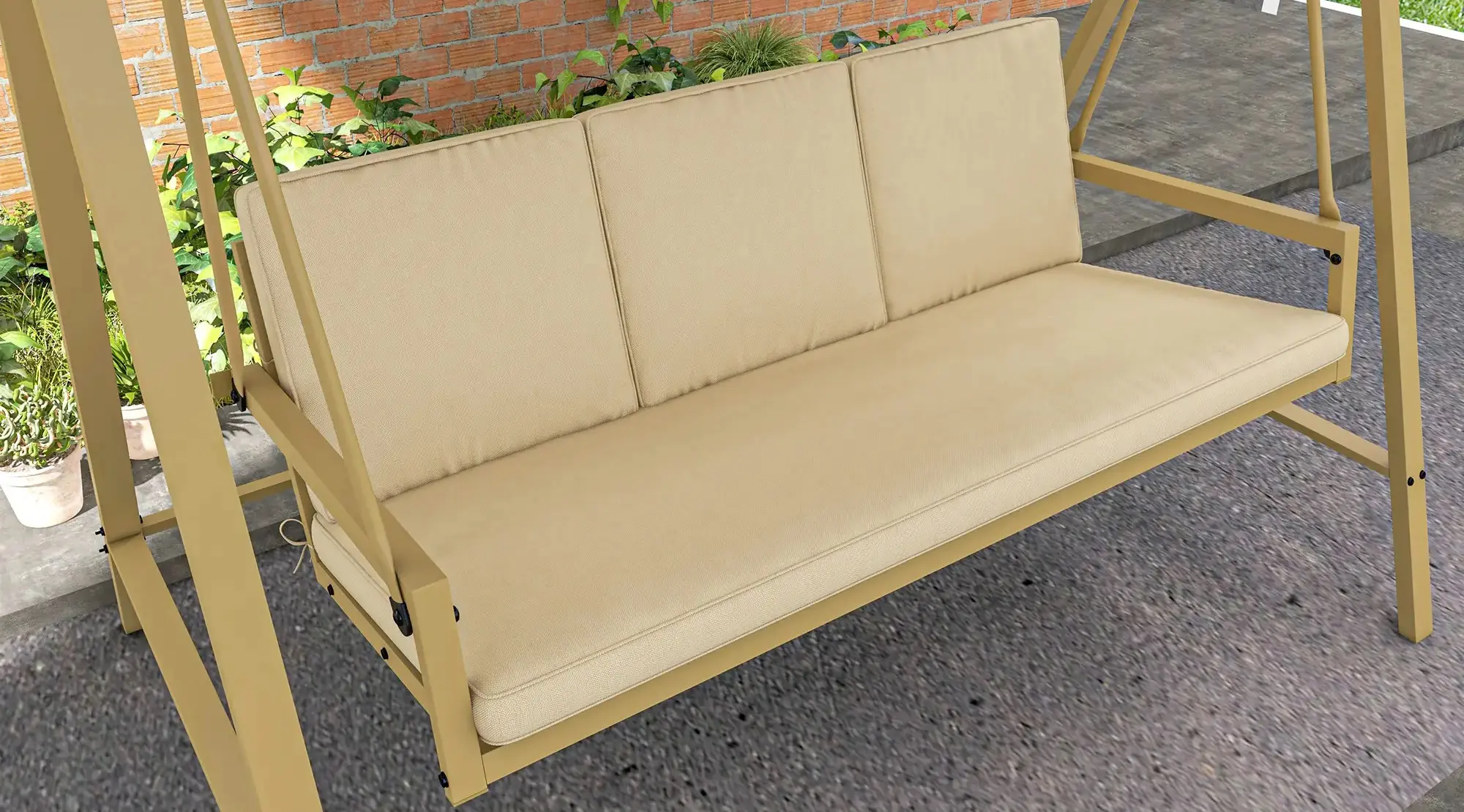 Scaun balansoar cu tent Outsunny 84A-307V00BG (Beige) - 7