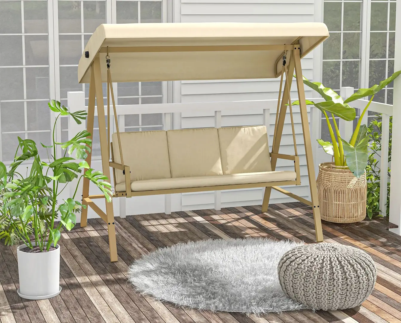 Scaun balansoar cu tent Outsunny 84A-307V00BG (Beige)