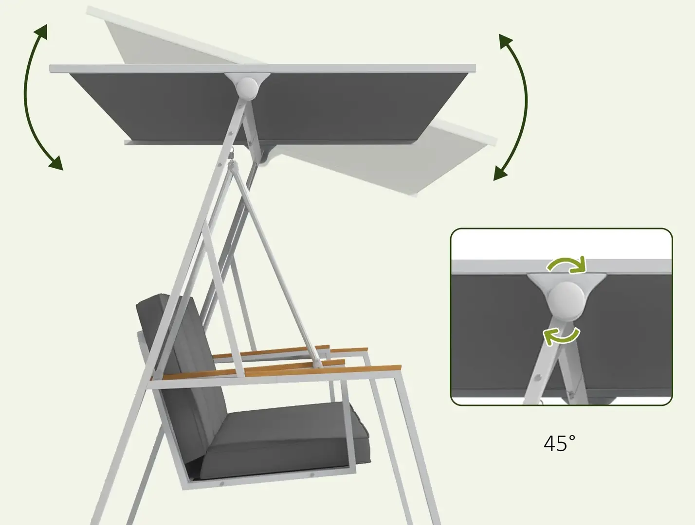 Скамья-качели с тентом Outsunny 84A-315V00CG (Grey)