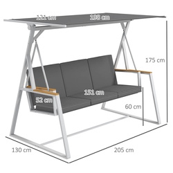 Скамья-качели с тентом Outsunny 84A-315V00CG (Grey) Thumb