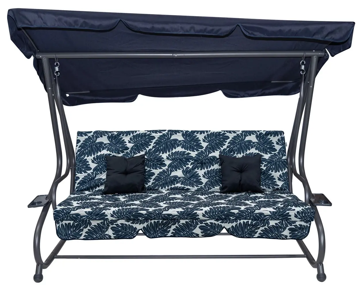 Скамья-качели с тентом Ramiz 8011 Pattern Leaves (Navy Blue)