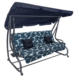 Скамья-качели с тентом Ramiz 8011 Pattern Leaves (Navy Blue) Thumb