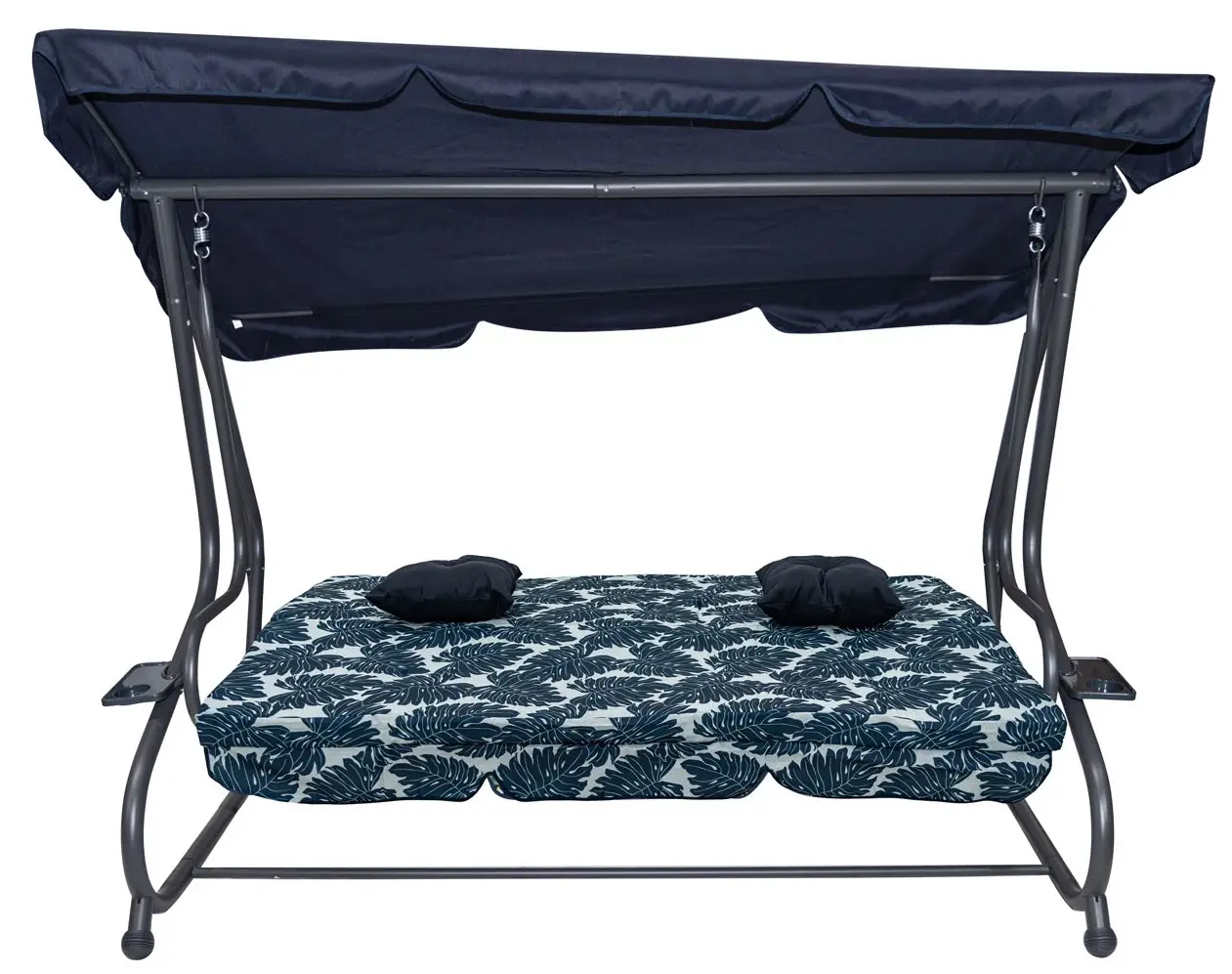 Скамья-качели с тентом Ramiz 8011 Pattern Leaves (Navy Blue)