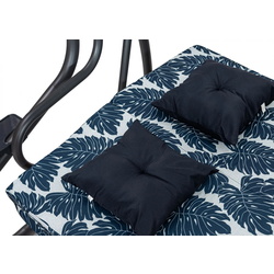 Скамья-качели с тентом Ramiz 8011 Pattern Leaves (Navy Blue) Thumb