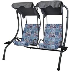 Скамья-качели с тентом Saska Garden Sonic Mosaic (Grey/Blue) Thumb