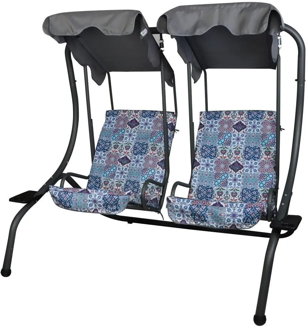 Скамья-качели с тентом Saska Garden Sonic Mosaic (Grey/Blue)