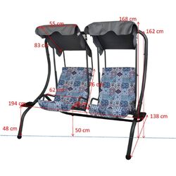 Скамья-качели с тентом Saska Garden Sonic Mosaic (Grey/Blue) Thumb