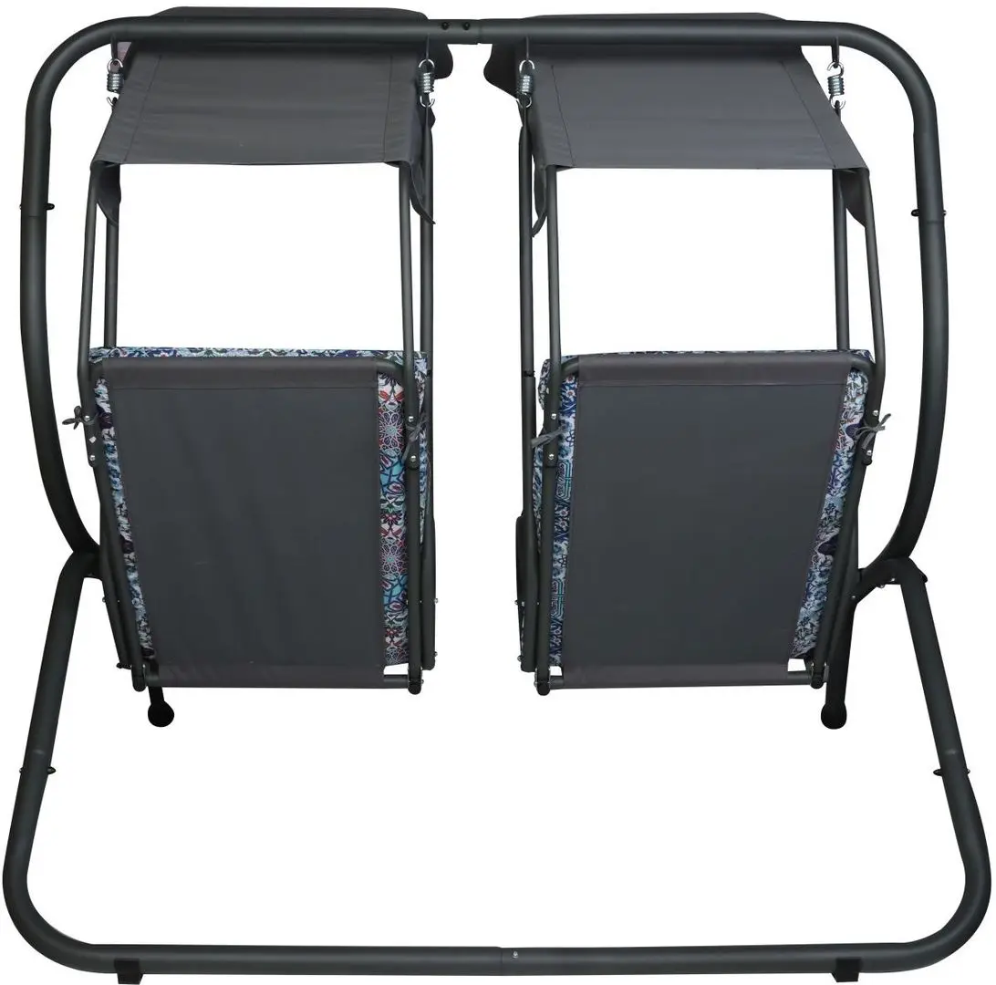 Скамья-качели с тентом Saska Garden Sonic Mosaic (Grey/Blue)