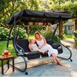 Leagan de gradina Springos GS0026 cu plasa antimosciti (Dark Gray) Thumb