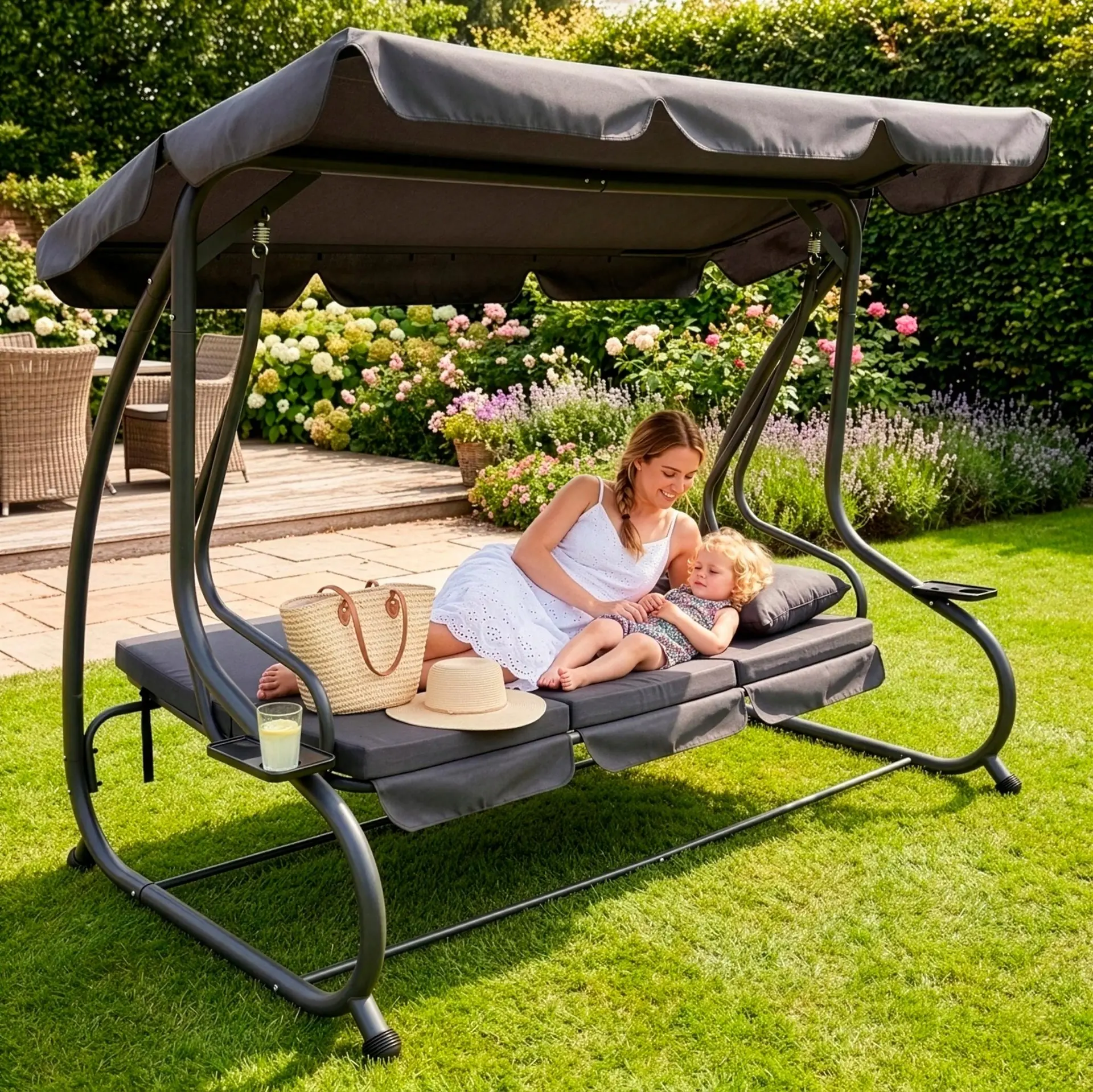 Leagan de gradina Springos GS0026 cu plasa antimosciti (Dark Gray) - 4