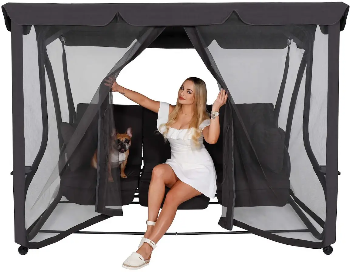 Leagan de gradina Springos GS0026 cu plasa antimosciti (Dark Gray) - 7