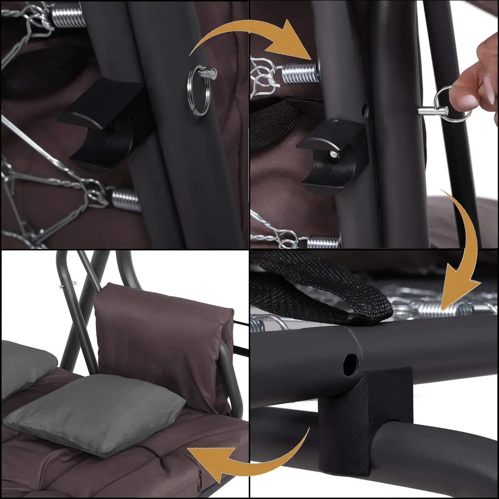 Садовые качели Springos GS0032 (Brown/Gray) - 5