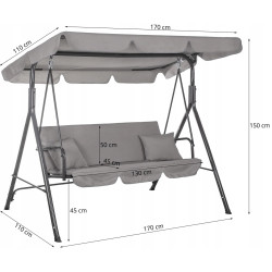 Садовые качели Springos Luna GS0013 (Gray) Thumb