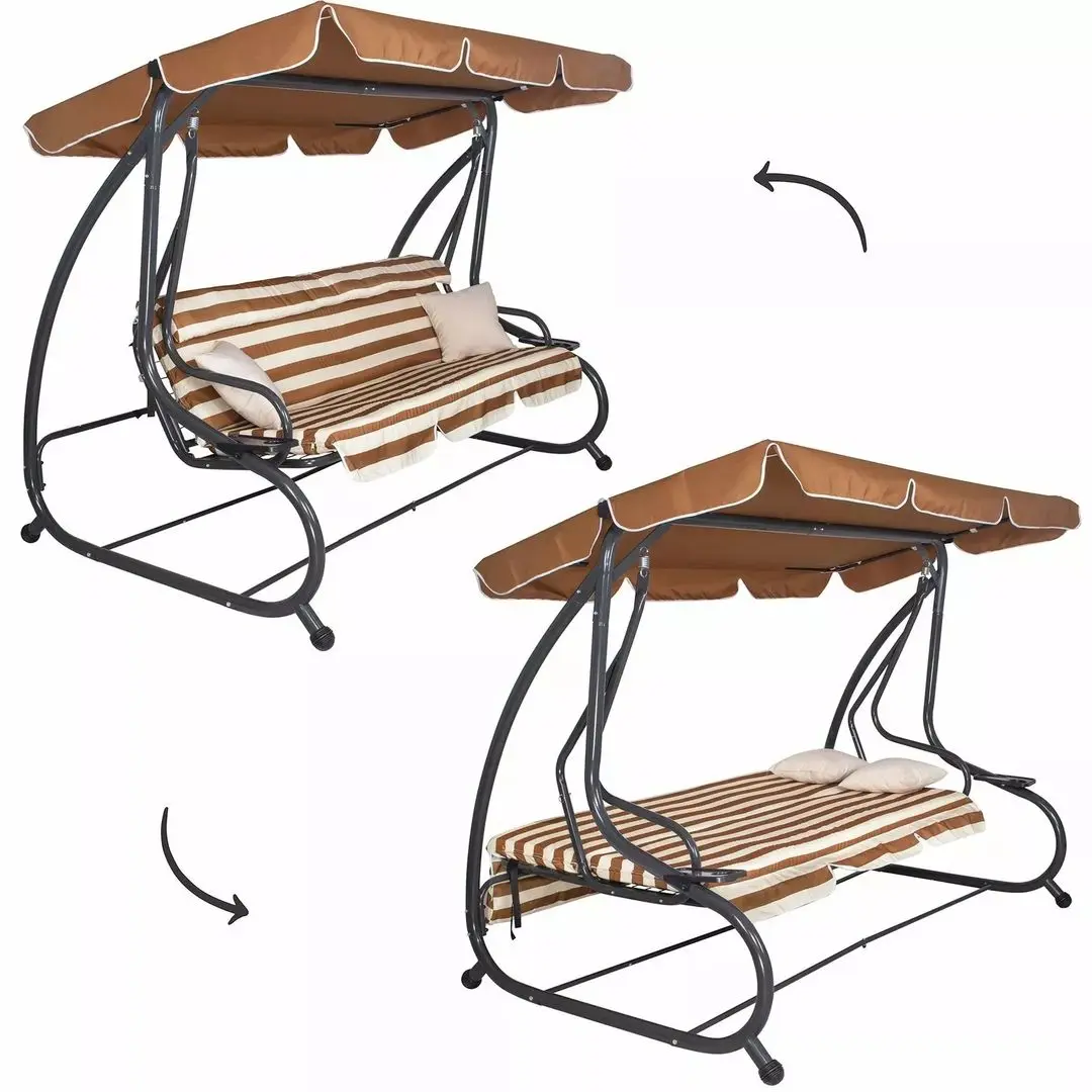 Скамья-качели с тентом Springos Alina GS0017 (Brown) - 5