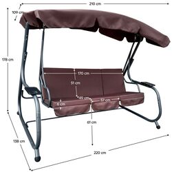 Скамья-качели с тентом Tempo Kondela Eilana (Brown/Dark Grey) Thumb