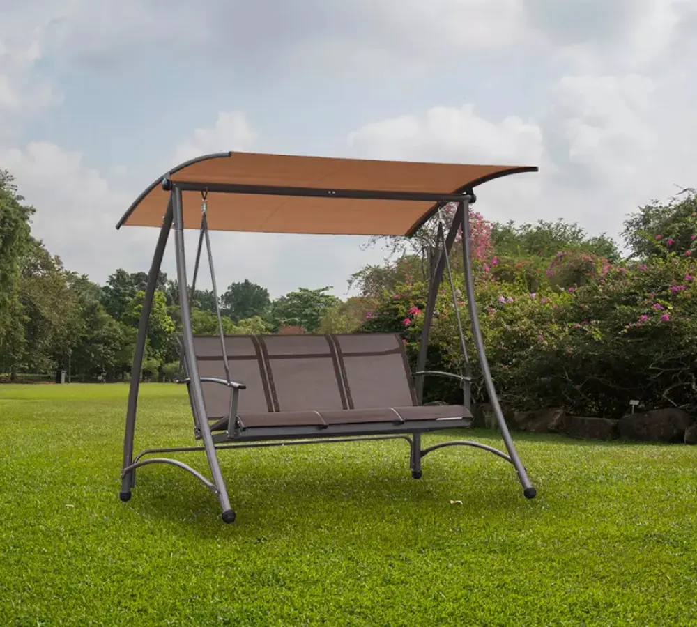 Scaun balansoar cu copertina Tempo Kondela Lamia (Brown/Dark Gray)