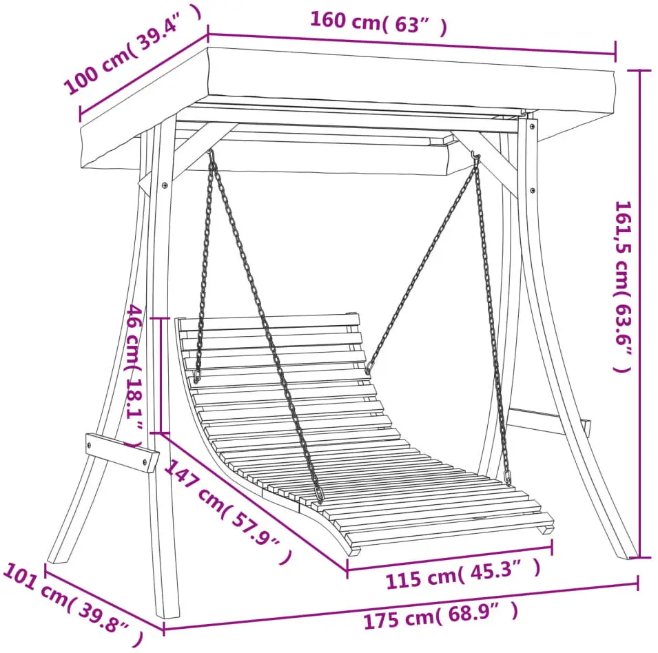 Садовые качели с тентом VidaXL 3200626 (Natural/Anthracite) - 8