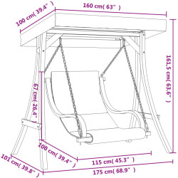 Садовые качели с тентом VidaXL 3200629 (Natural/Cream) Thumb