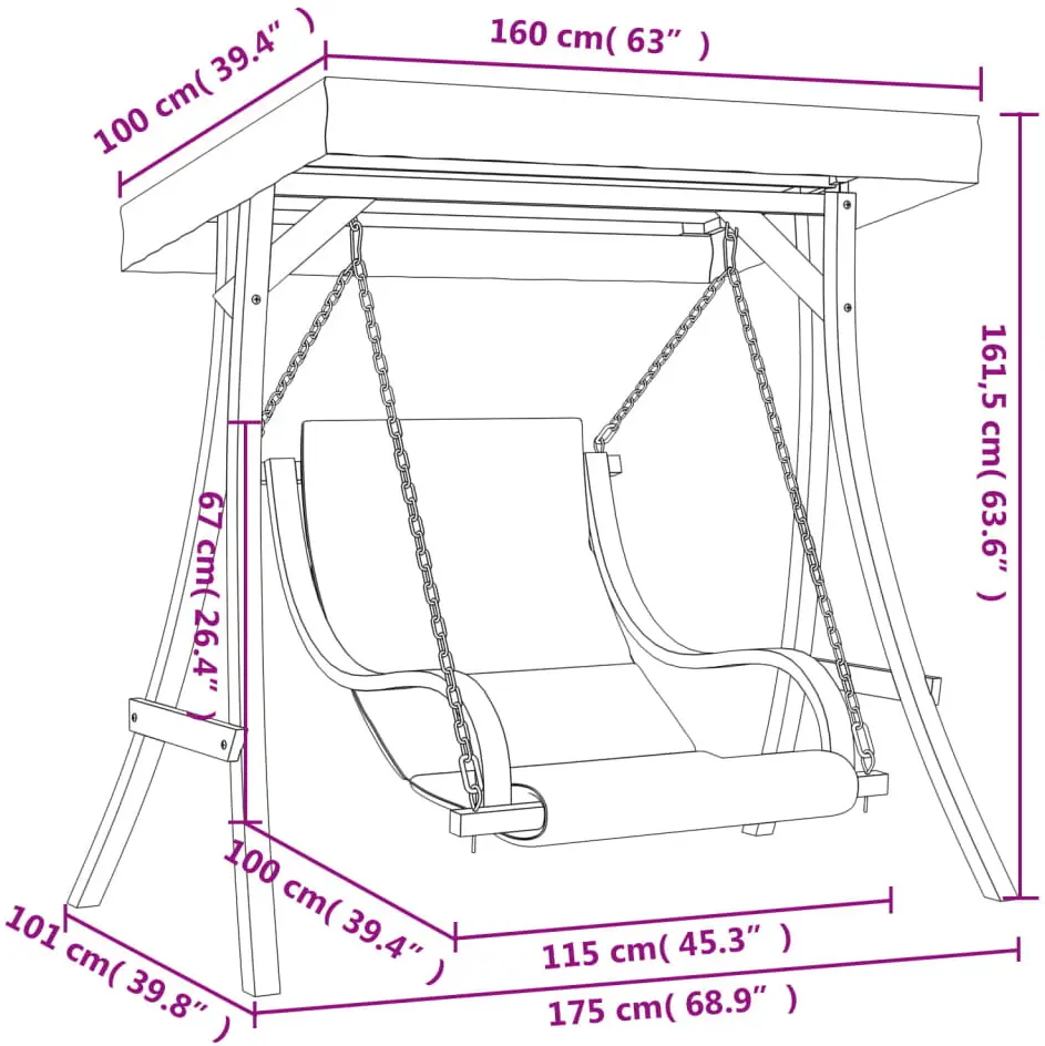 Садовые качели с тентом VidaXL 3200629 (Natural/Cream) - 8