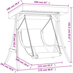Садовые качели с тентом VidaXL 3200630 (Natural/Anthracite) Thumb