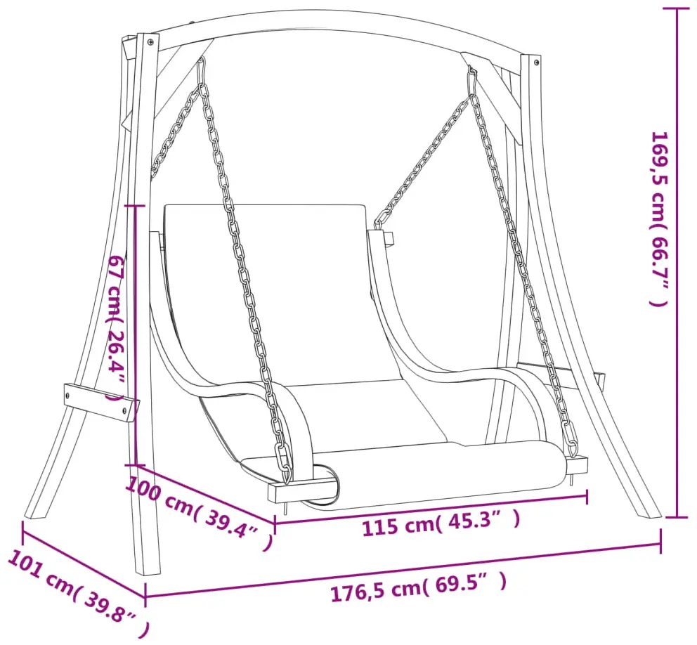 Садовые качели VidaXL 3200618 (Natural/Antrhracite) - 7