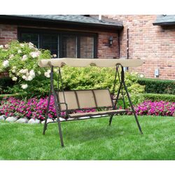 Scaun balansoar cu copertină VidaXL 313325 (Sand/Anthracite)