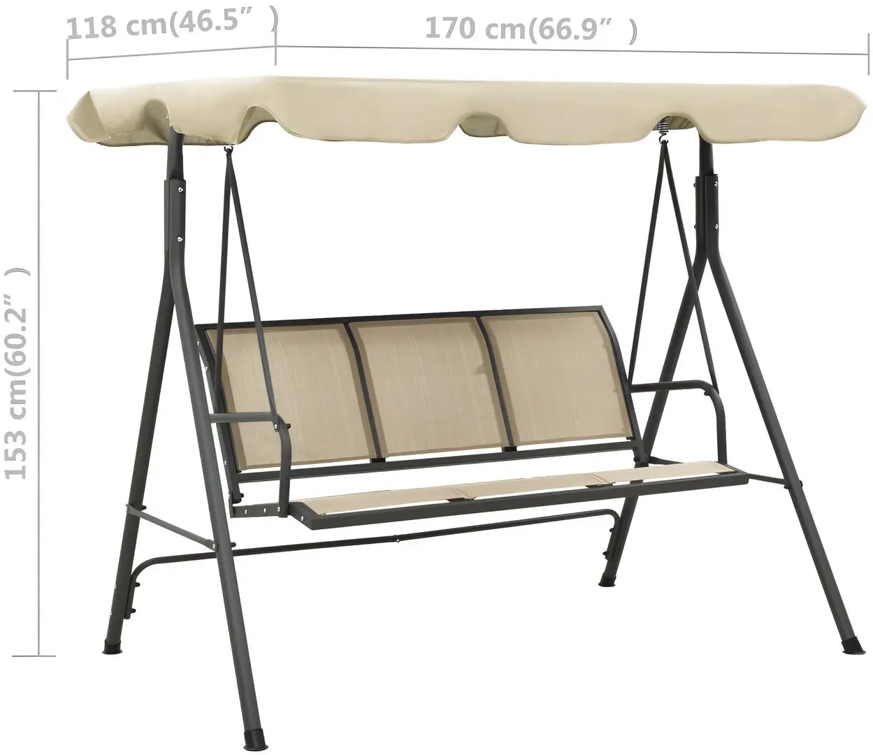 Скамья-качели с тентом VidaXL 313325 (Sand/Anthracite)