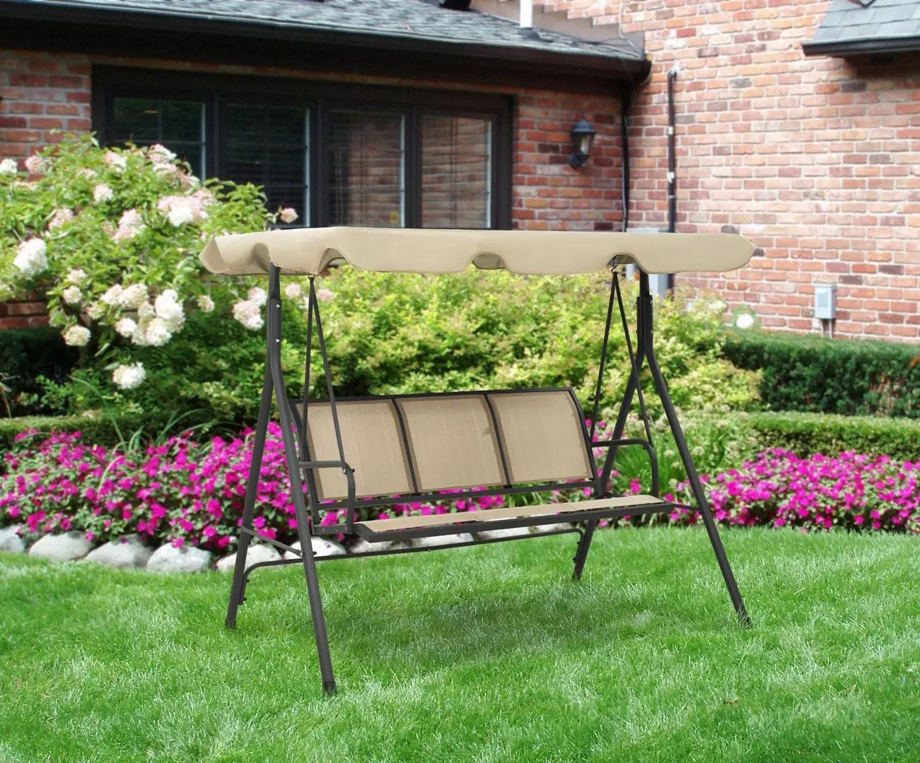 Скамья-качели с тентом VidaXL 313325 (Sand/Anthracite)