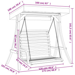 Скамья-качели с тентом VidaXL 3200627 (Natural/Cream) Thumb