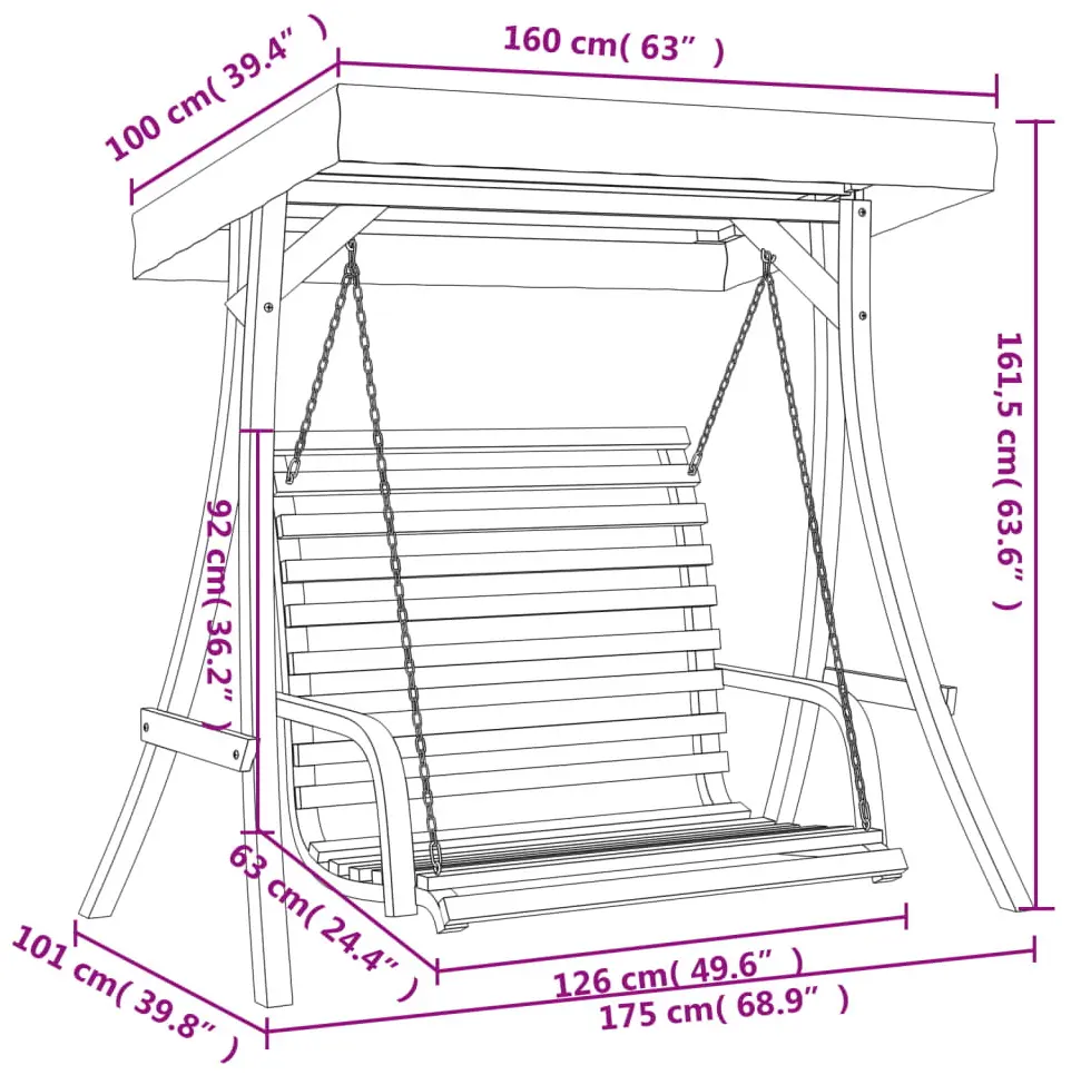 Скамья-качели с тентом VidaXL 3200627 (Natural/Cream) - 7