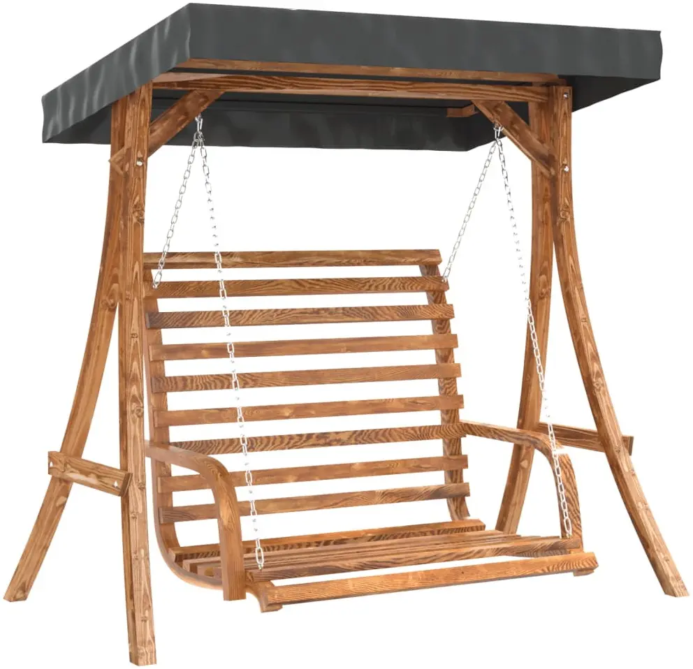 Скамья-качели с тентом VidaXL 3200628 (Natural/Anthracite) - 2