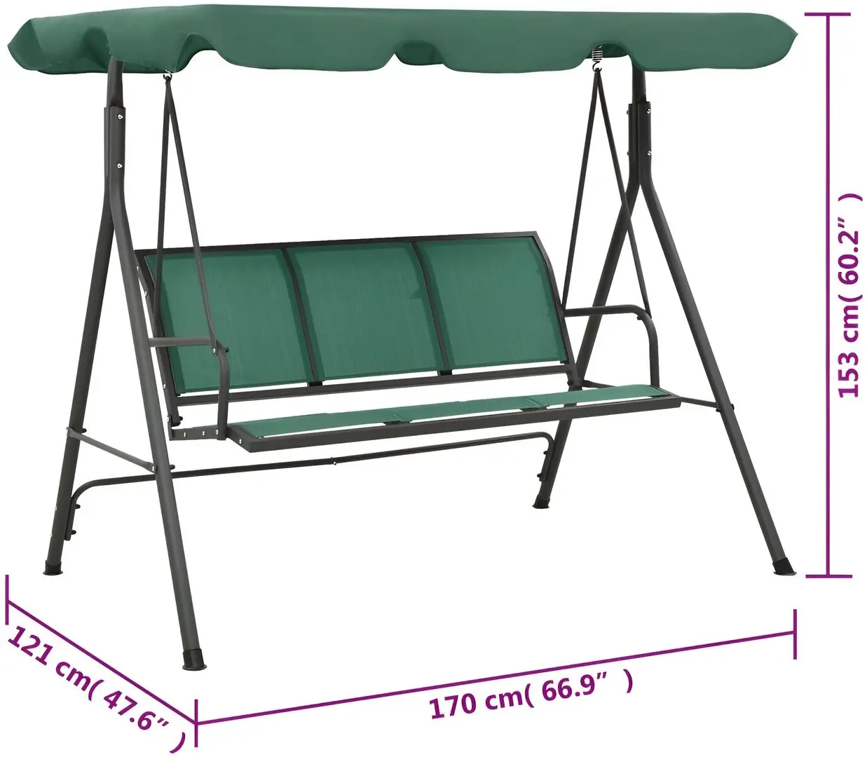 Скамья-качели с тентом vidaXL 363323 (Green)