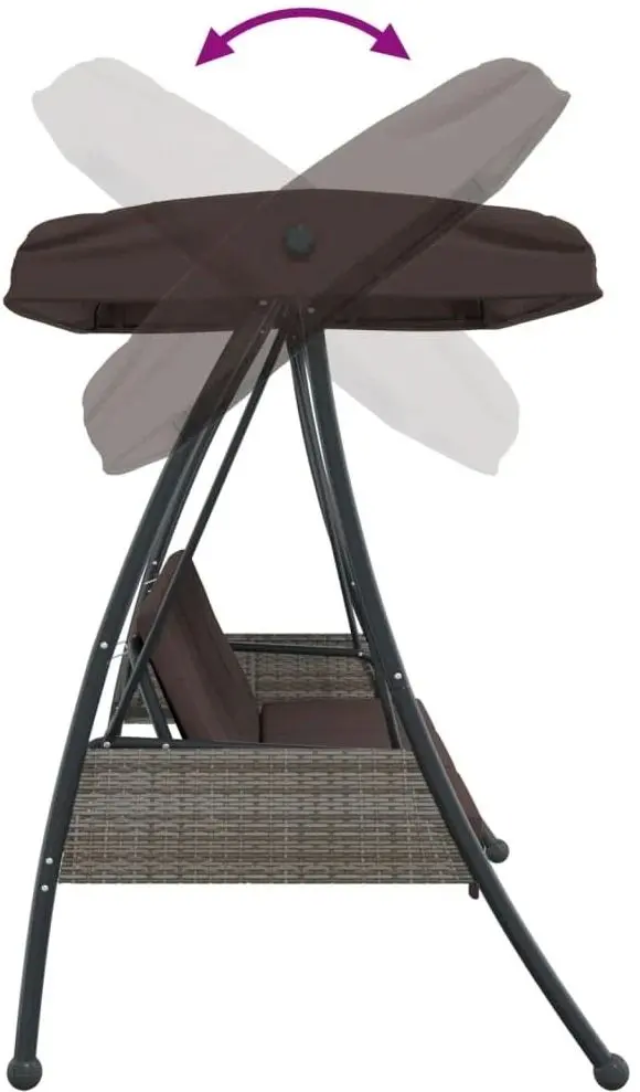 Скамья-качели с тентом VidaXL 4008897 (Brown) - 6