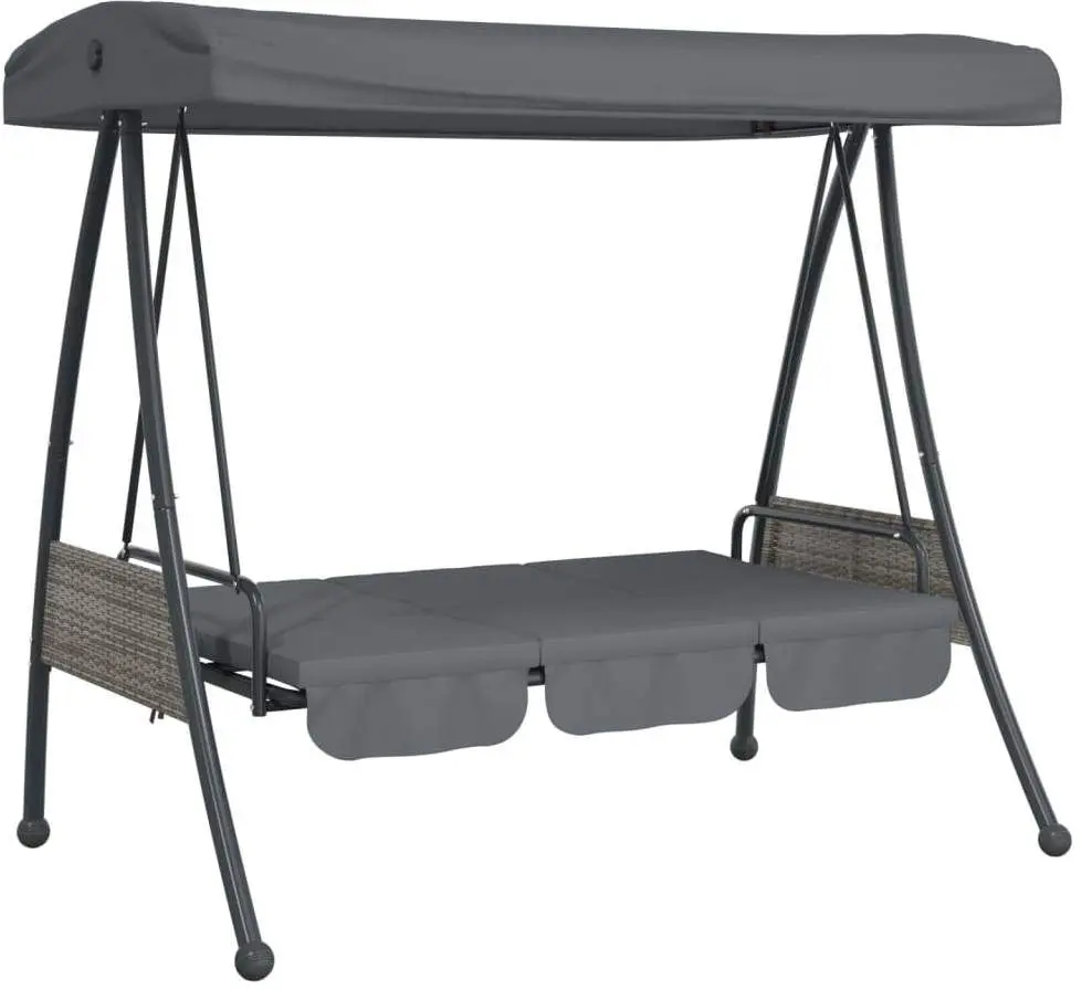 Scaun balansoar cu copertină VidaXL 4008898 (Grey) - 5