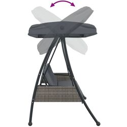 Scaun balansoar cu copertină VidaXL 4008898 (Grey) Thumb