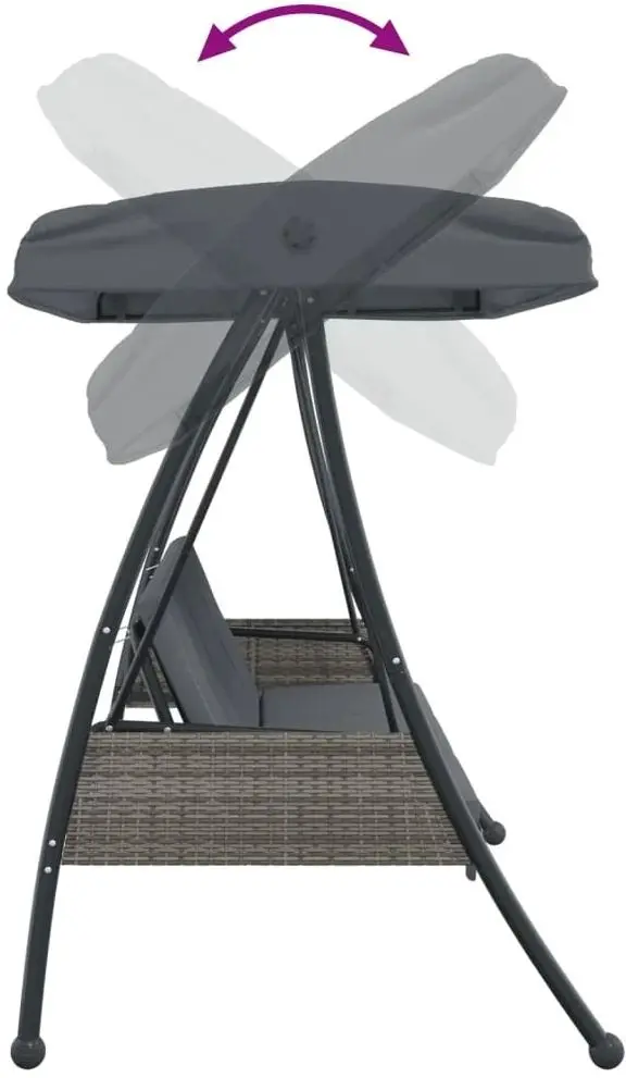 Scaun balansoar cu copertină VidaXL 4008898 (Grey) - 6