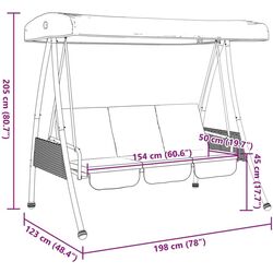 Scaun balansoar cu copertină VidaXL 4008898 (Grey) Thumb