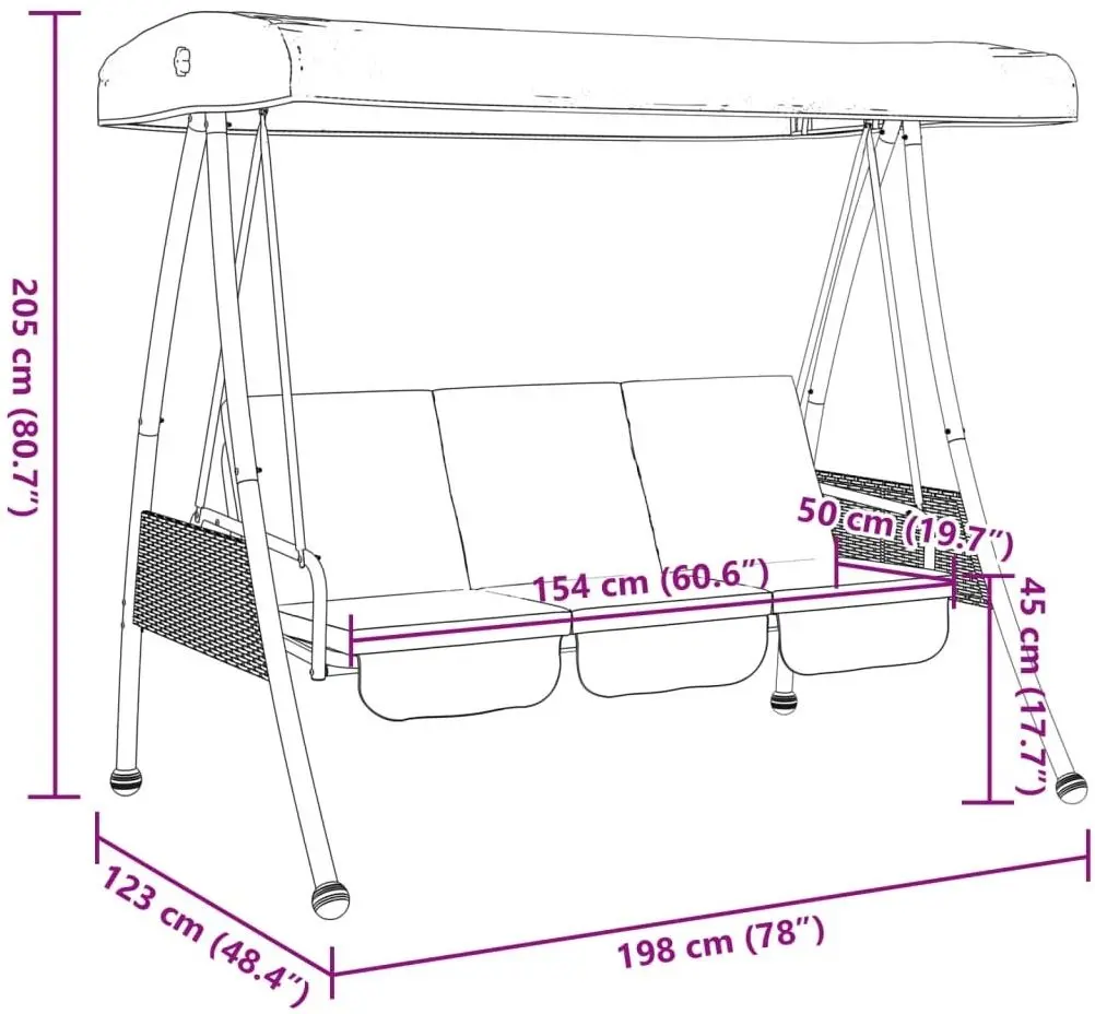 Scaun balansoar cu copertină VidaXL 4008898 (Grey) - 9