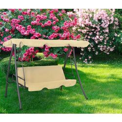 Scaun balansoar cu copertina VidaXL 43237 (White Sand)