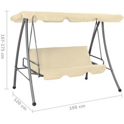 Scaun balansoar cu copertina VidaXL 43237 (White Sand) Thumb