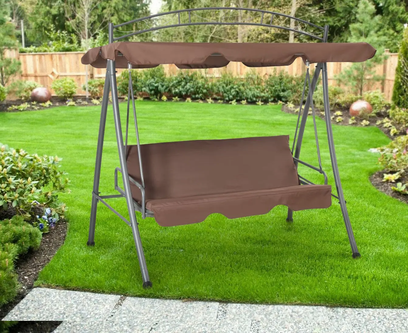 Скамья-качели с тентом VidaXL 43242 (Coffee)