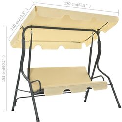 Scaun balansoar cu copertina VidaXL 45350 (White Cream) Thumb