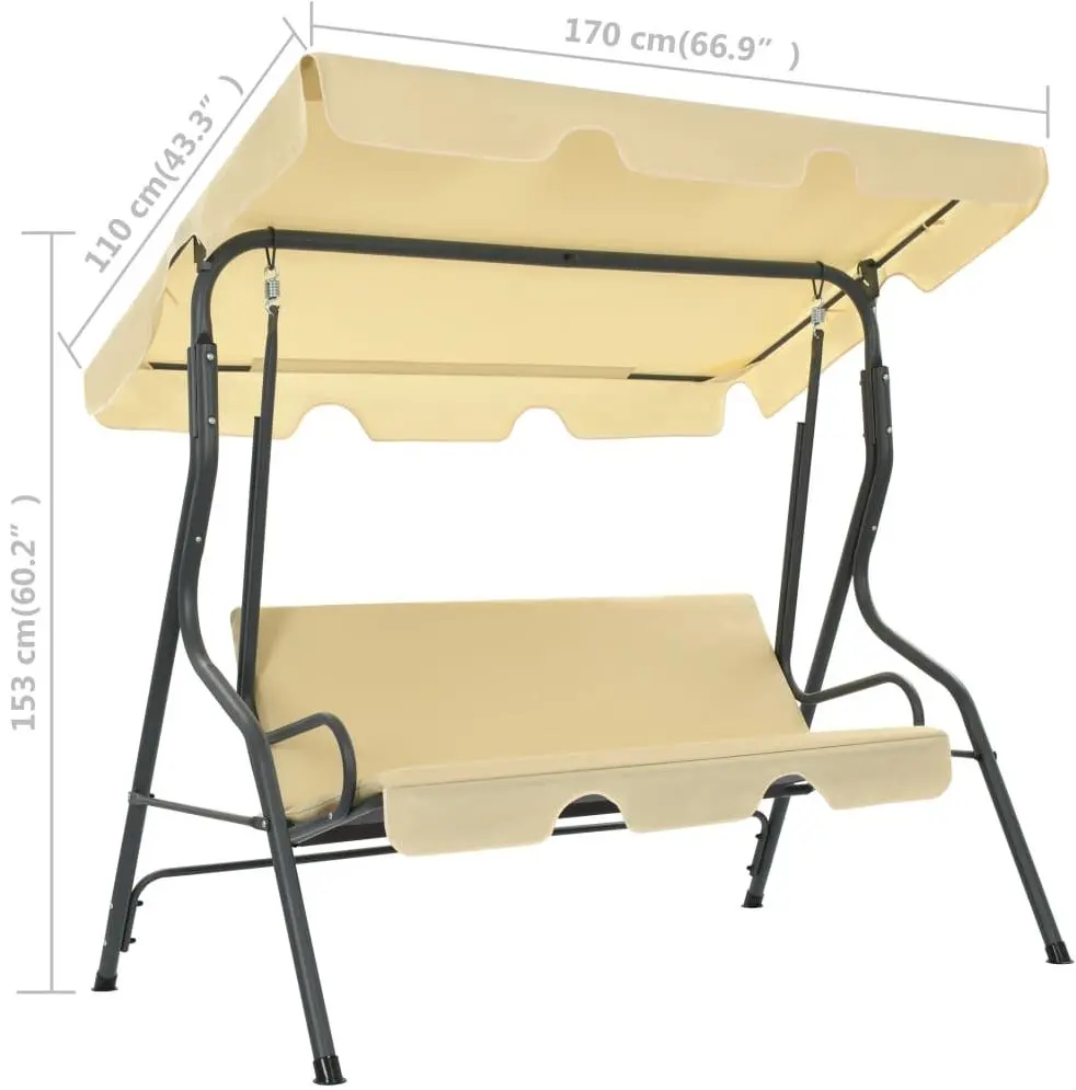 Scaun balansoar cu copertina VidaXL 45350 (White Cream)