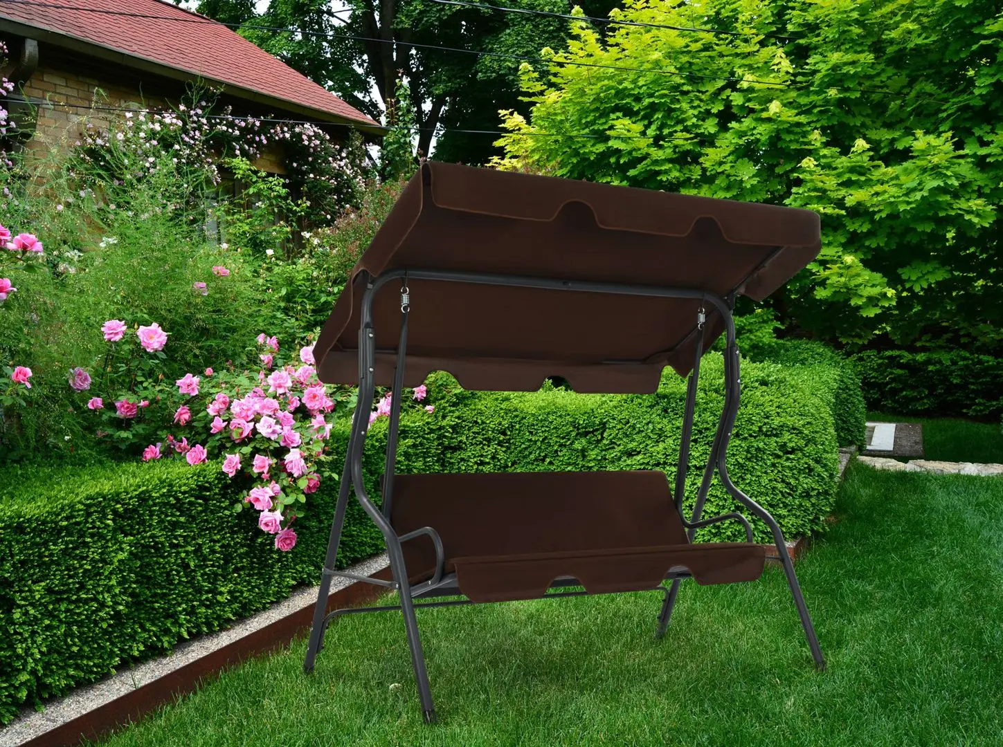 Scaun balansoar cu copertina VidaXL 45351 (Brown)