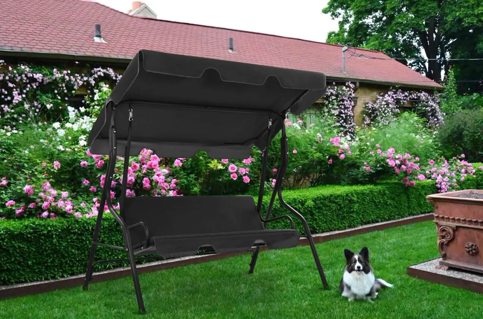 Скамья-качели с тентом VidaXL 45352 (Anthracite)